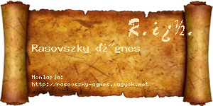 Rasovszky Ágnes névjegykártya